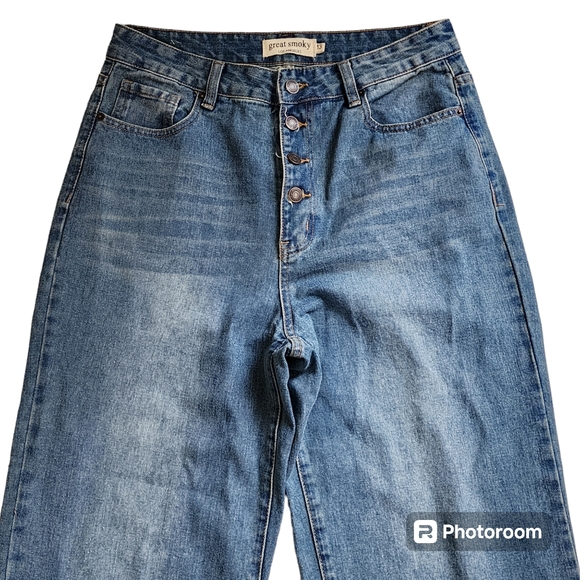 Great Smoky Los Angeles Button fly wideleg jeans size 13 Blue Denim - Picture 2 of 8